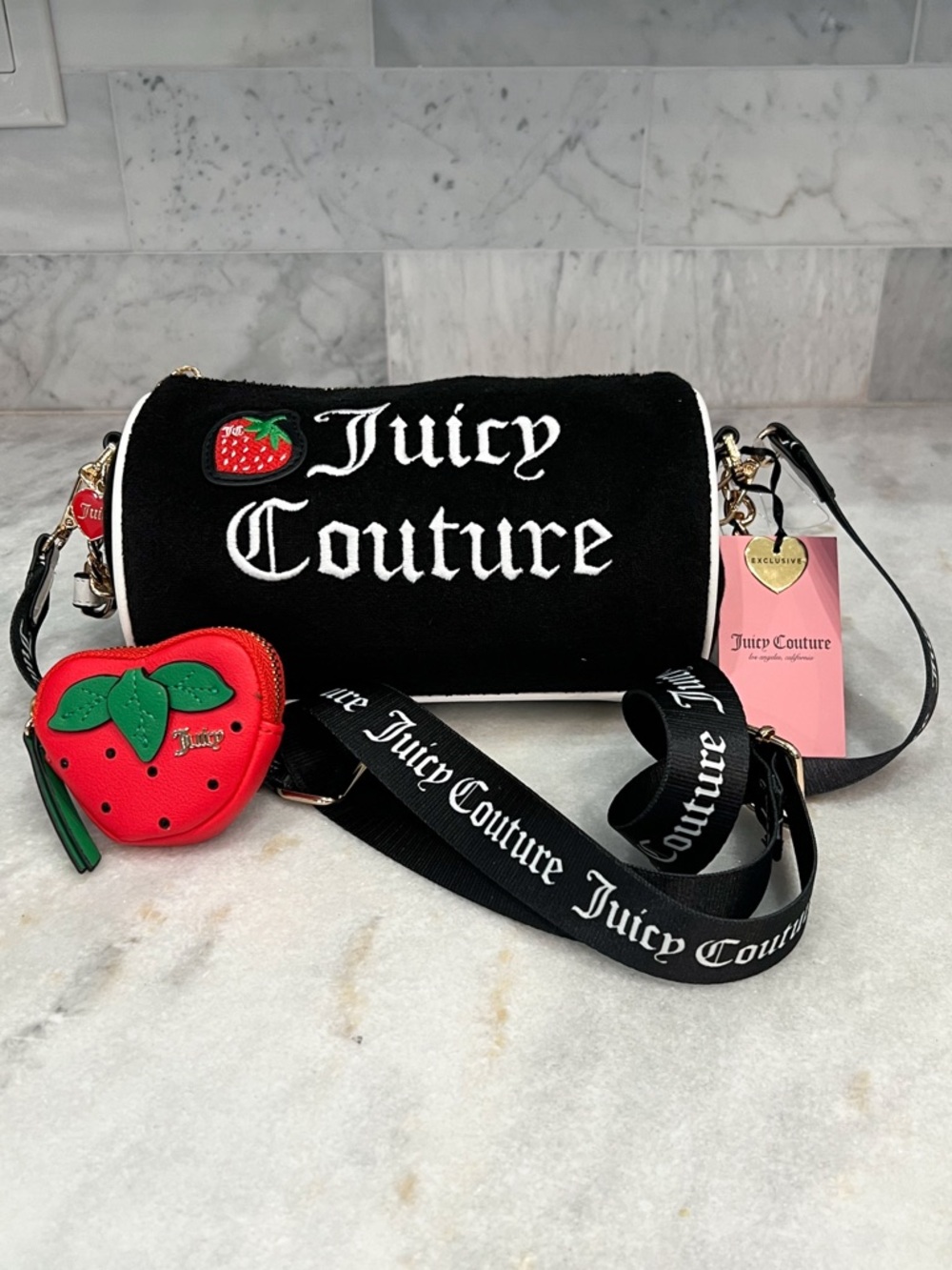 Juicy Couture Sweet n Juicy Mini Barrel Crossbody Bag with Strawberry coin Pouch
